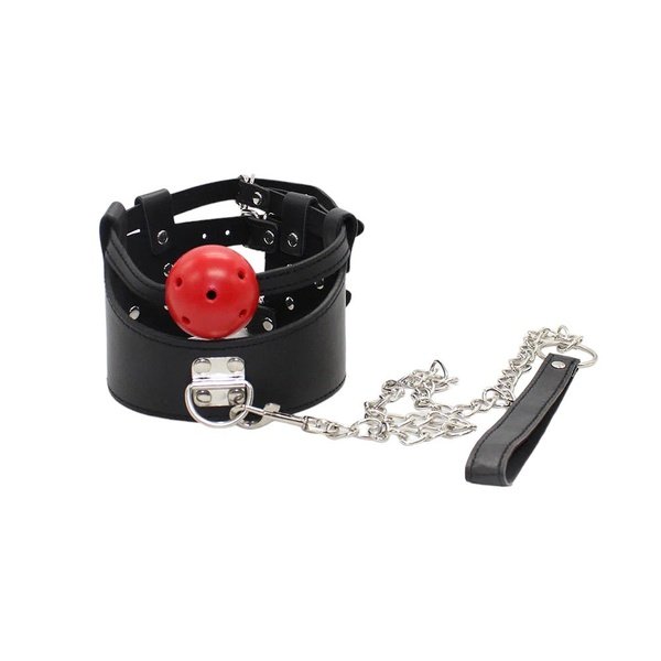 Black Gag Fantasy Collar and Leash Set