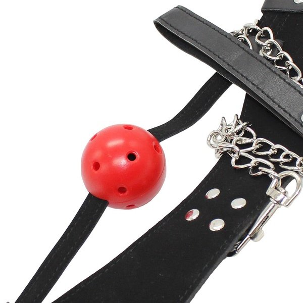 Black Gag Fantasy Collar and Leash Set