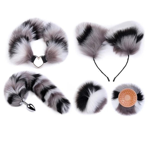 Furry Fox Set 2 with Collar Animal Fantasy Butt Plug