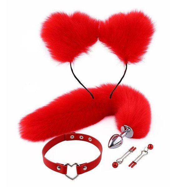 Furry Fox Set with Collar Animal Fantasy Butt Plug