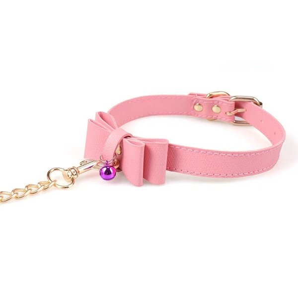 Pink Bowtie Fantasy Collar and Leash Set