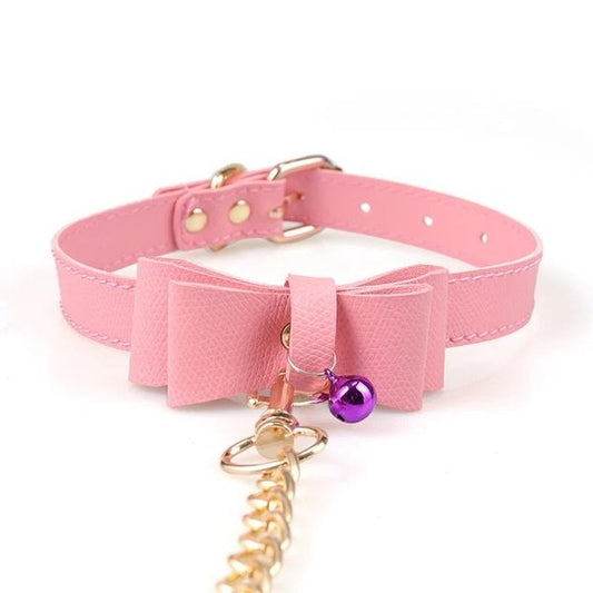 Pink Bowtie Fantasy Collar and Leash Set