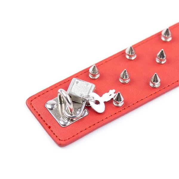 Red Spiked Fantasy Collar and Leash Set